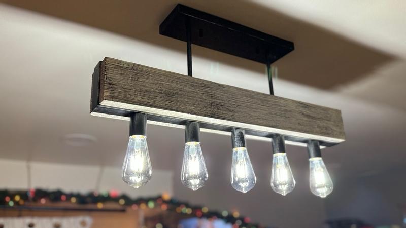 Hunter Donelson 5-Light Satin Black RusticBare Bulb Chandelier