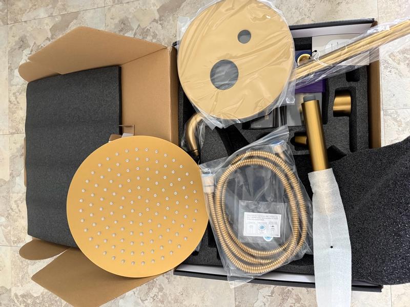 YAWWALK 10 in. Round 3-Spray Wall Bar Shower Kit with Fixed Head