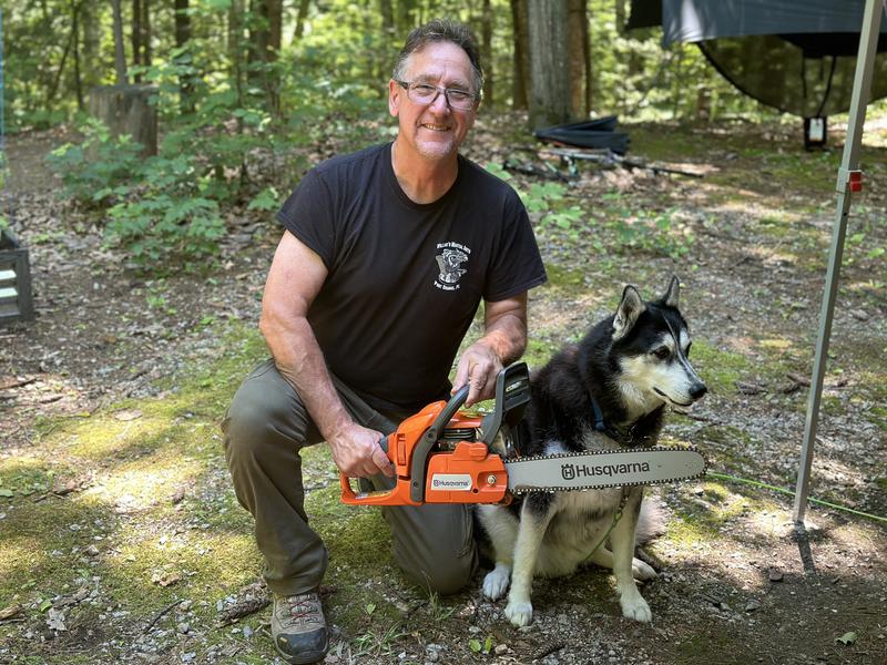 My new husky with my old husky.