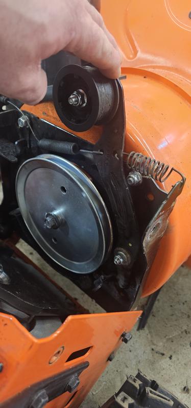 The pulley is had to put a bolt in that was missing