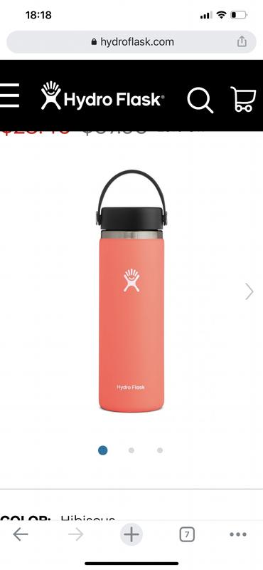 Hydro Flask Water Bottle Wide Mouth Straw Lid 20 Oz, Hibiscus - 2.0 NEW  DESIGN 