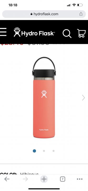 Hydro Flask Water Bottle Wide Mouth Straw Lid 20 Oz, Hibiscus - 2.0 NEW  DESIGN