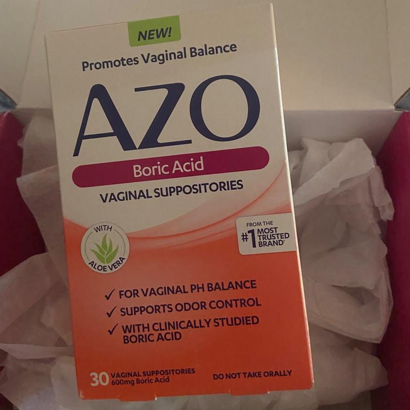 Azo Vaginal Suppositories, 600 mg Boric Acid - 30 vaginal suppositories