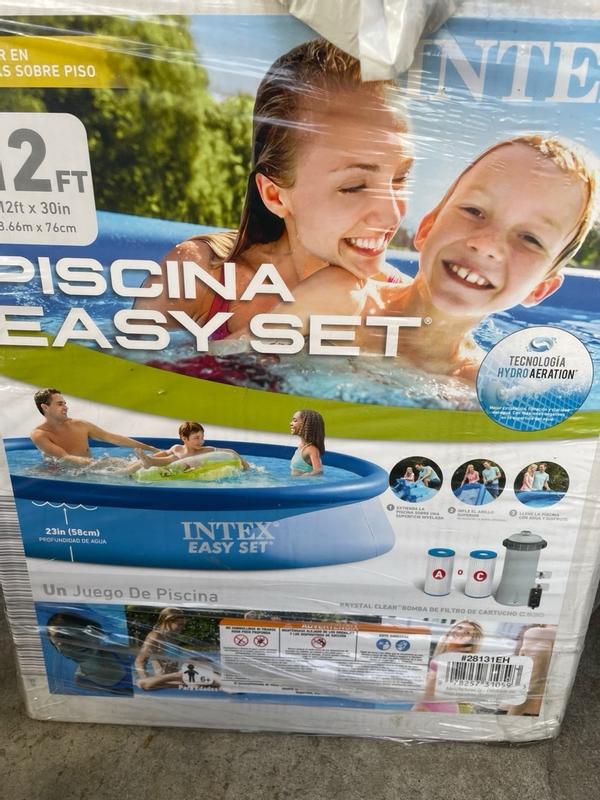 Intex 12-ft x 12-ft x 30-in Inflatable Top Ring Round Above-Ground Pool ...