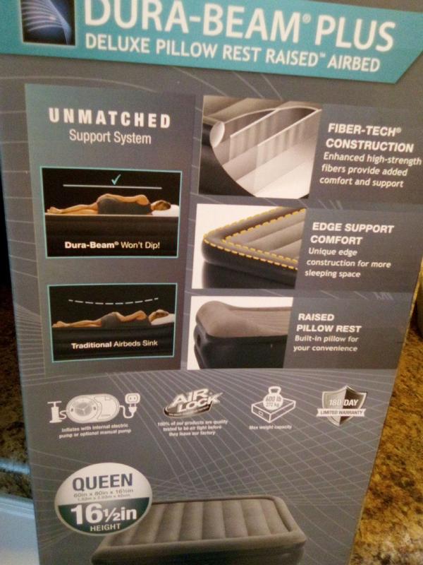 Intex Queen Dura-Beam Deluxe Comfort Pillow Rest Airbed with Internal Pump  - Sam's Club