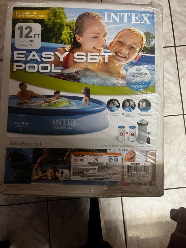 Intex 12-ft x 12-ft x 30-in Inflatable Top Ring Round Above-Ground Pool ...