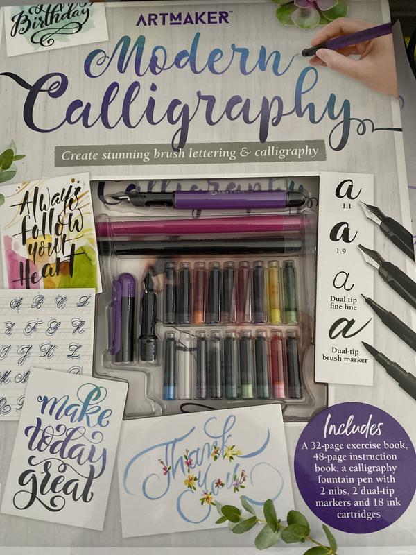 Hinkler Art Maker Kalligraphie Set – Inkl. Lehrbuch, Übungsblätter, Stift, Federn & 18 Tintenminen