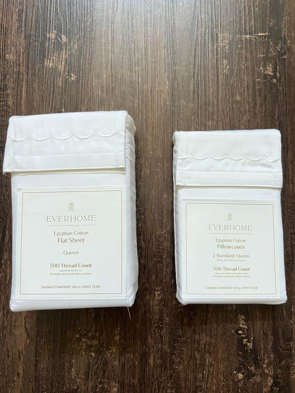 Everhome™ Egyptian Cotton Scallop Embroidered 700ThreadCount Sheet