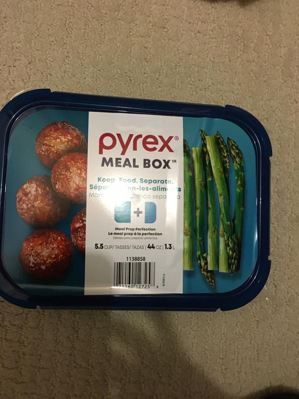 Pyrex 2.1-cup Meal Box Glass Divided Storage Container Duo 