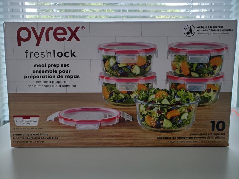 Pyrex Freshlock 1 Cup Square Glass Value Pack Set 6 ct