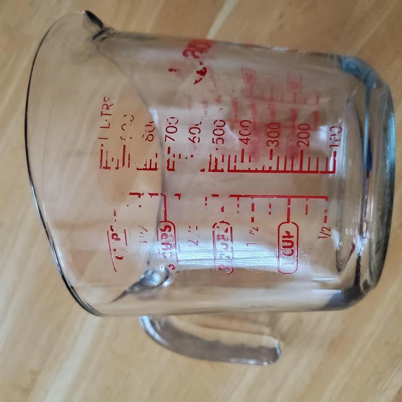 Pyrex 1 Cup 250mL Glass Measuring Cup Large Red Lettering S7684
