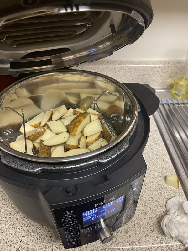 What does the cooking status message 'Food is ready to be turned or tossed'  mean on Instant Pot Vortex 4-in-1, 2-quart Mini Air Fryer Oven Combo?