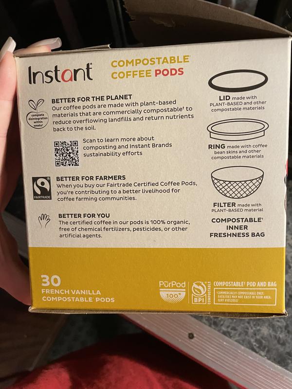 Instant® Compostable Coffee Pods, French Dark Roast, 30 pods