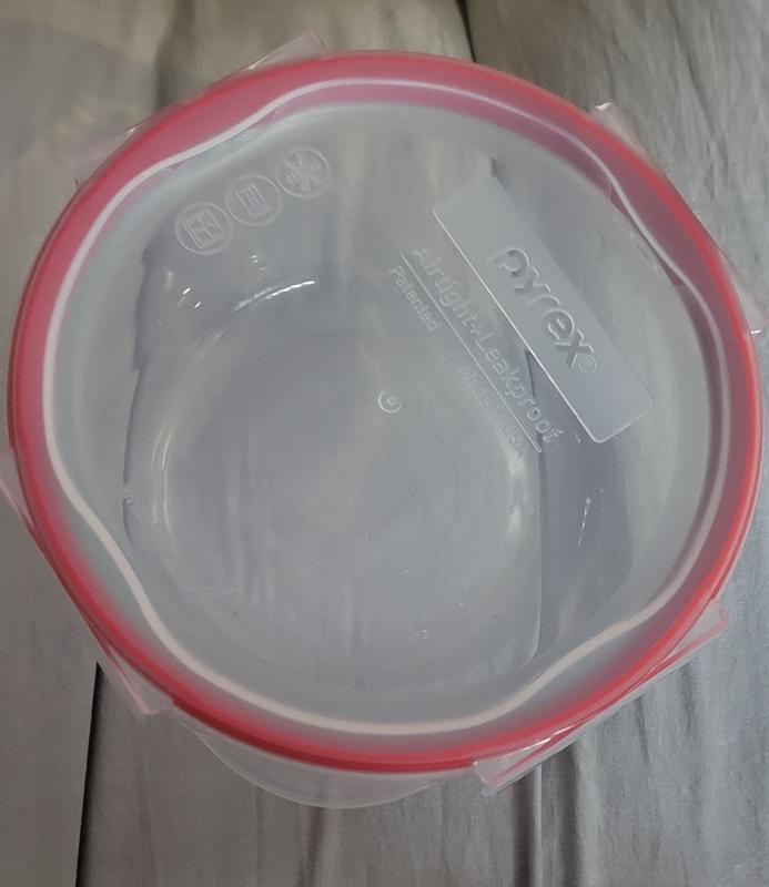 Pyrex Dark Knight 4-Cup Round Glass Storage Container with Blue Airtight Lid