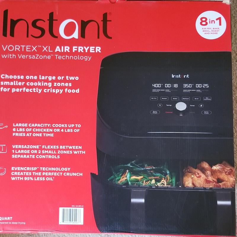 Instant Pot 140-3092-01 Vortex 9 Quart VersaZone 8 in 1 Air Fryer W Dual Basket