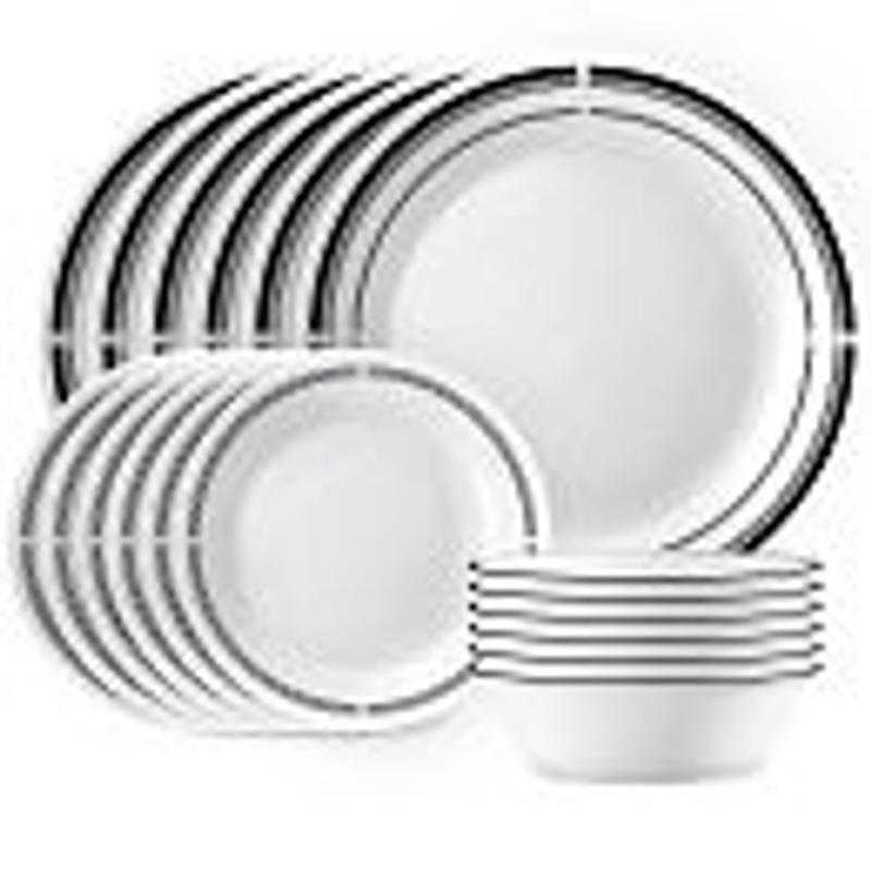 Brasserie Blue-Banded Porcelain Dinnerware Place Settings