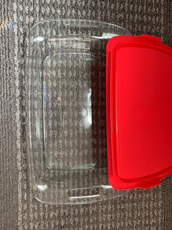 Pyrex Easy Grab 1.5 Quart Loaf Dish with Red Plastic Cover