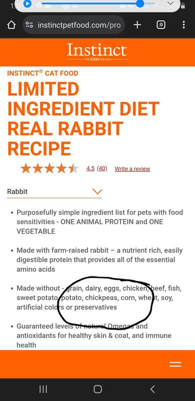 Instinct limited ingredient store cat food rabbit