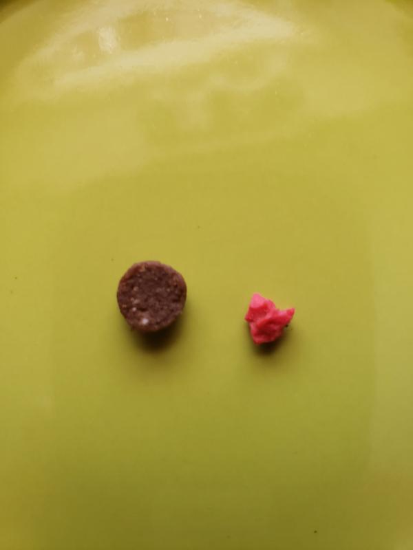 Instinct pebble and the rubber chunk, side by side, for comparison