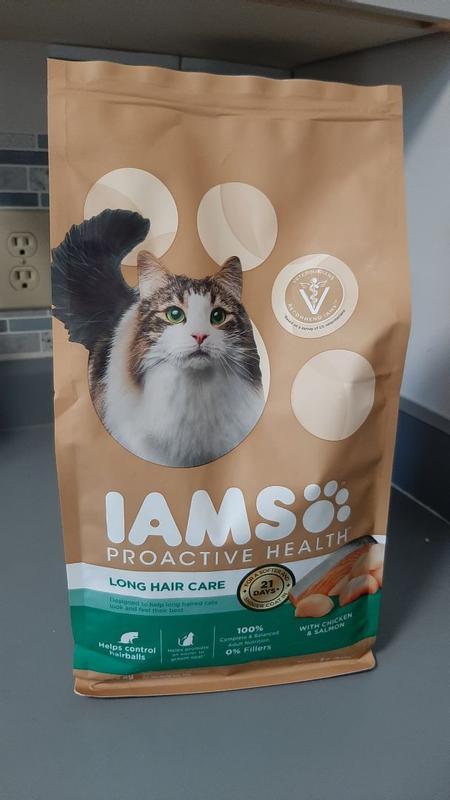 IAMS PROACTIVE HEALTH Adult Long Hair Care Dry Cat Food with Chicken Salmon