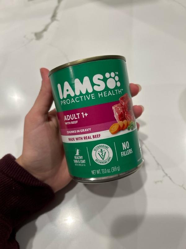 IAMS PROACTIVE HEALTH Adult Wet Dog Food Beef Rice Carrots Green Beans Flavour Chunks in Gravy