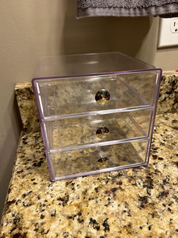Customer photo for "Great quality 3 drawer clear organizer"