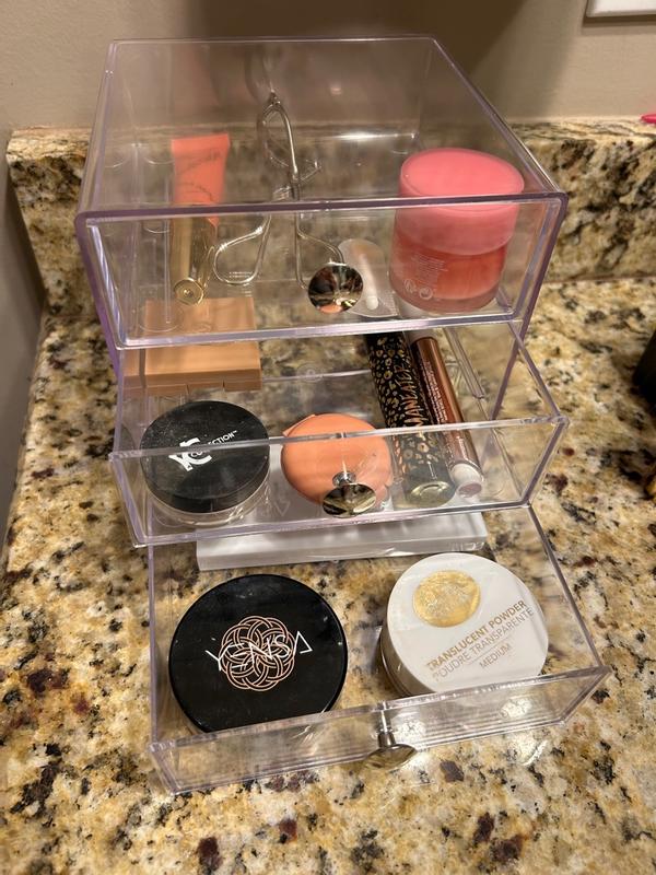 Customer photo for "Great quality 3 drawer clear organizer"