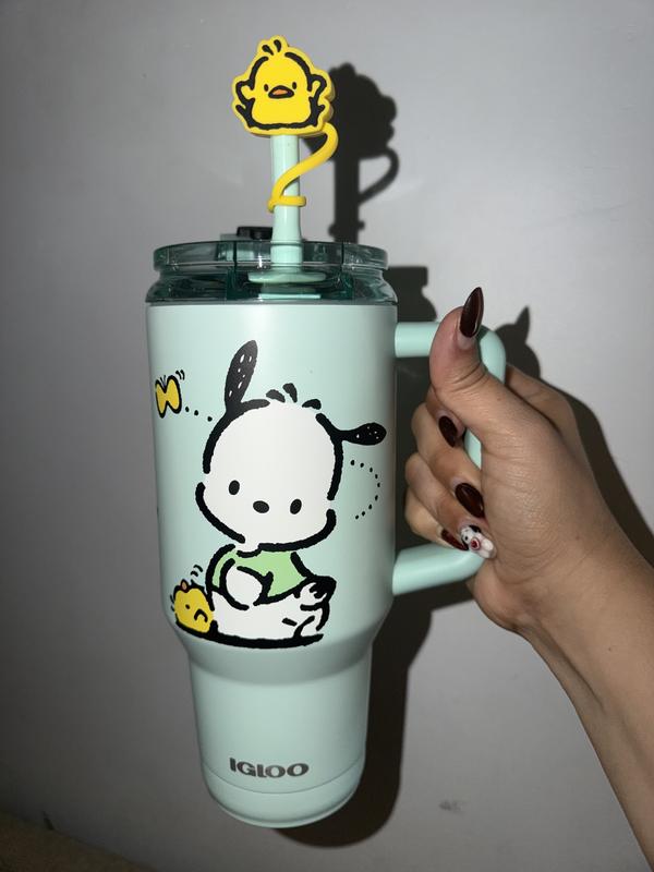 green stanley cup with pink Stanley 1913 x LoveShackFancy Holiday Quencher H2.0 FlowState Tumble