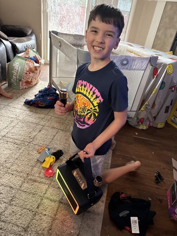 My son with his Karaoke Machine!