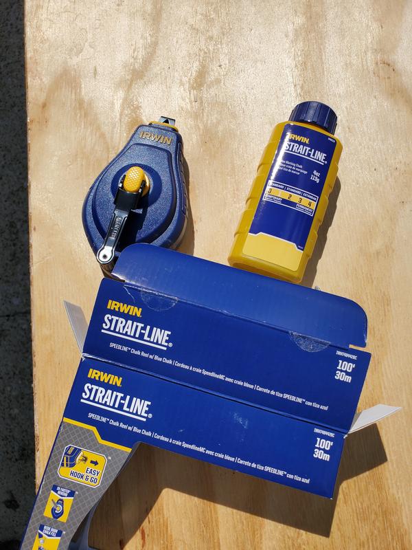 Irwin Strait-Line Speed-Line Blue Chalk Line Reel & Chalk, 100 ft.