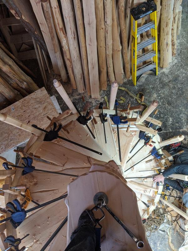 It takes a LOT of clamps to make a SPIRAL STAIRCASE!