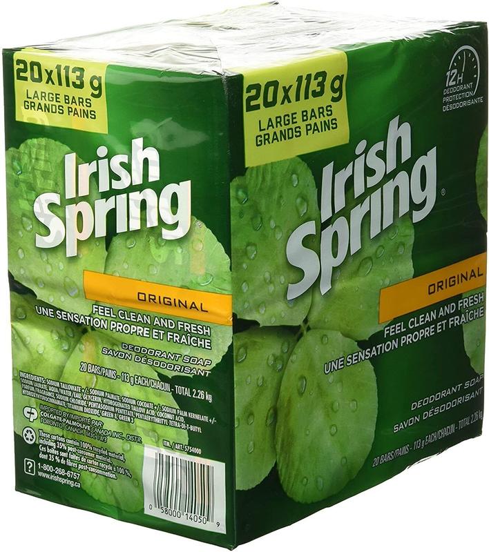 Irish Spring Original Clean Deodorant Bar Soap for Men, 3.2 oz, 2 count