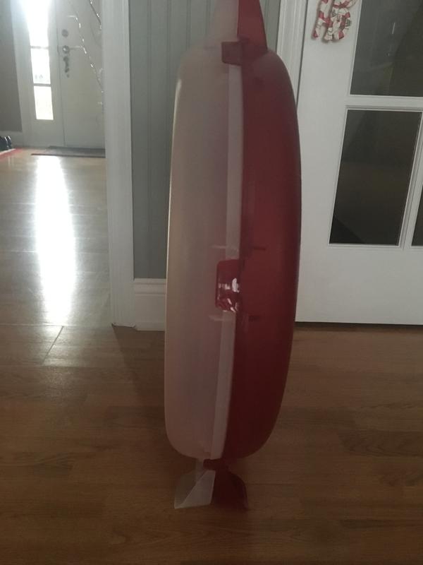 Stands up on its “legs” for easy storage