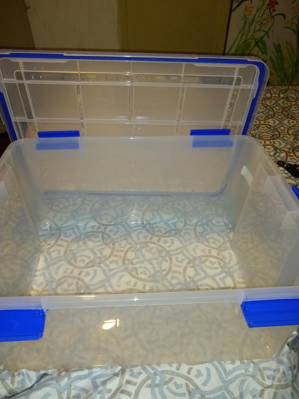 60 Quart WeatherPro™ Gasket Clear Plastic Storage Box with Lid, Blue, Set  of 4