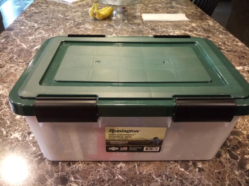 Remington 74 qt Weathertight Gasket Storage Box with Buckles, Green, 4 Pack