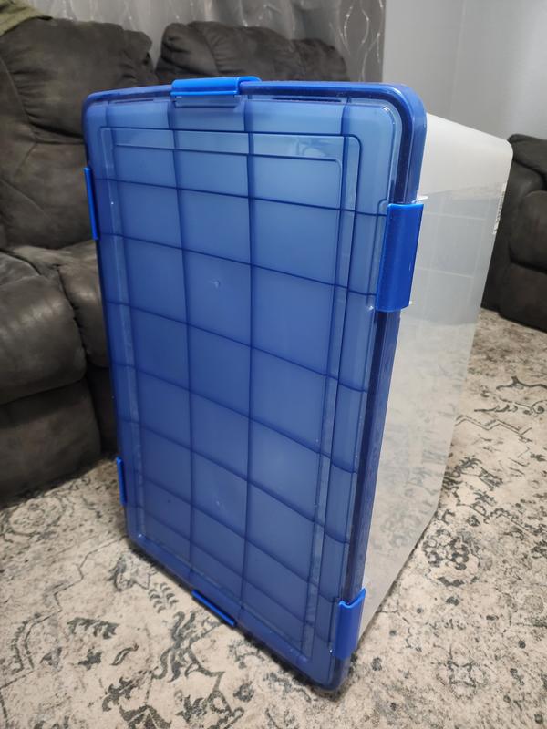 Iris 156 Quart Weatherpro Clear Plastic Storage Box in Blue