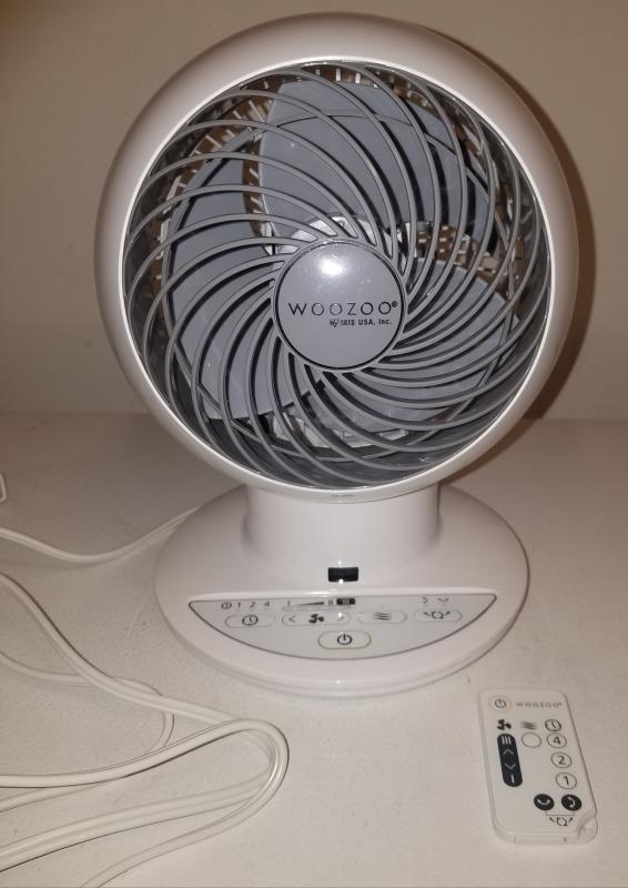 IRIS Woozoo remote controlled compact globe oscillating circulatiing fan