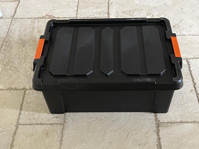 Iris 30.6 Quart Weatherpro Plastic Storage Bin Tote Organizing Container with Durable Lid and Seal and Secure Latching Buckles, 4 Pack