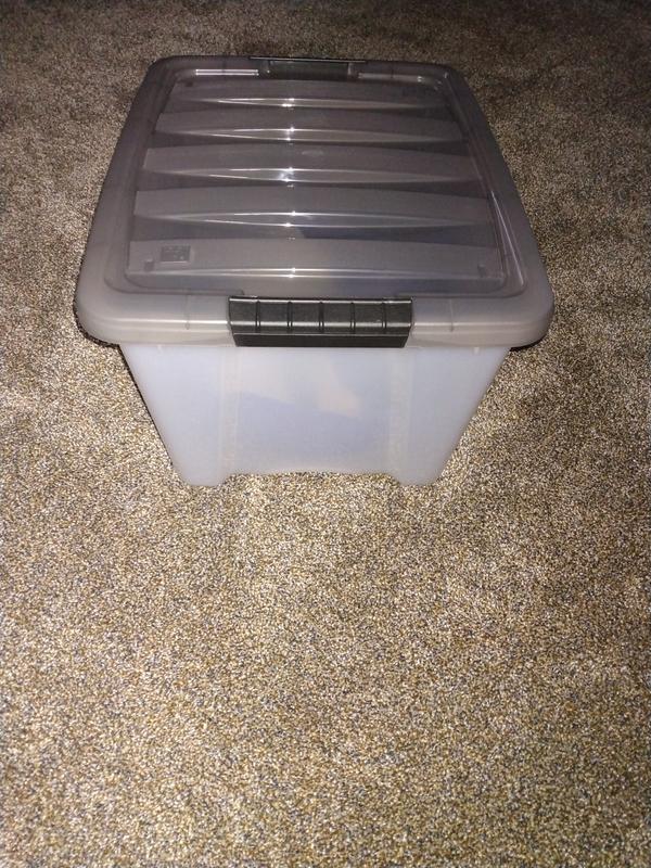 Iris 12 qt. Stack and Pull Clear Storage Box with Lid in Gray