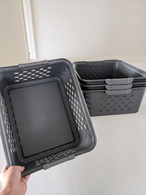 Iris 13.8 qt. Medium Organizer Storage Basket, Gray, Gray/Gray