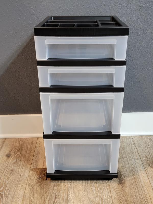 Iris 4 Drawers Storage Cart, Black/Clear (116827)