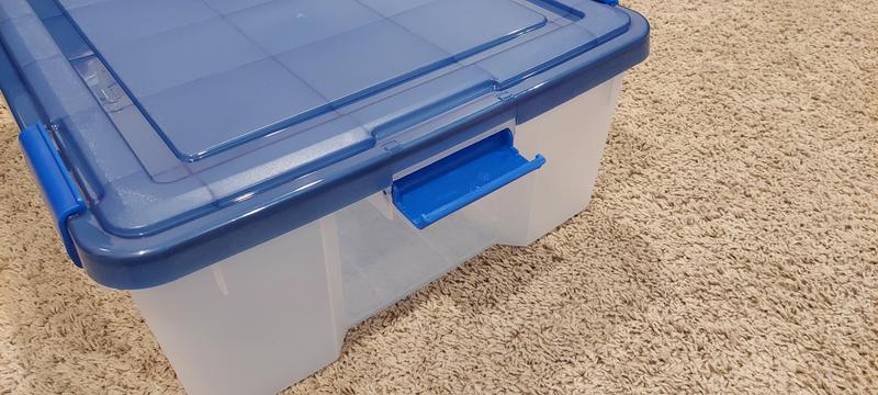 Iris 41 Qt. Weatherpro Clear Plastic Storage Box, Lid Blue, Clear/Blue
