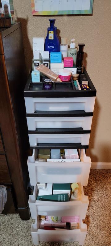 Iris 6 Drawer Storage Cart with Organizer Top black/pearl