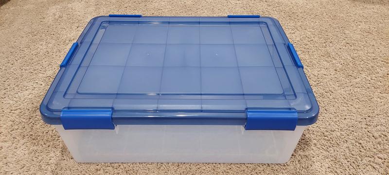 Ziploc 15-Gallons (60-Quart) Clear Body/Lid Blue Buckles Tote with Latching  Lid in the Plastic Storage Containers department at