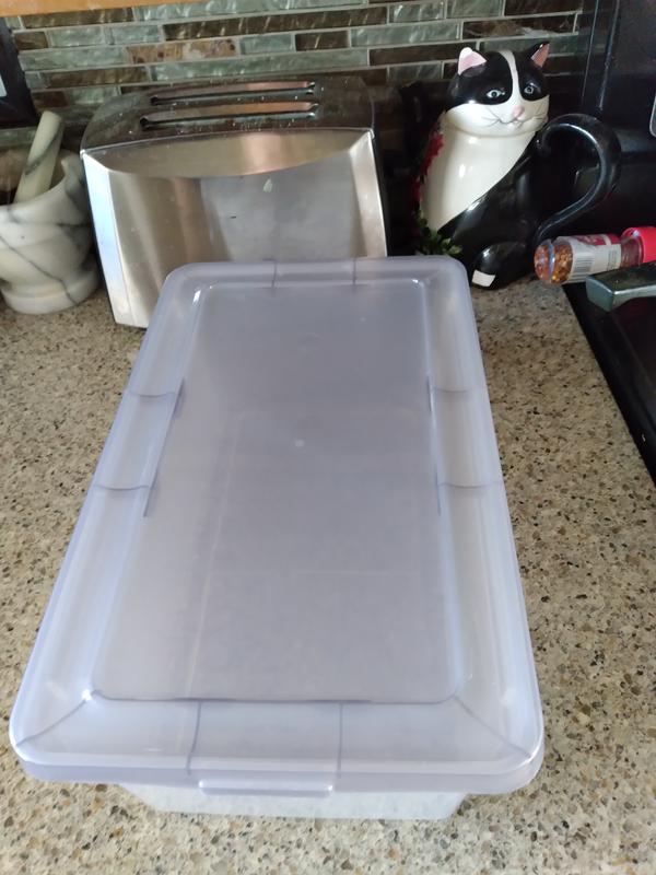 1.6 Gallon Snap Top Plastic Storage Box, Clear with Gray Lid, Pack of 10