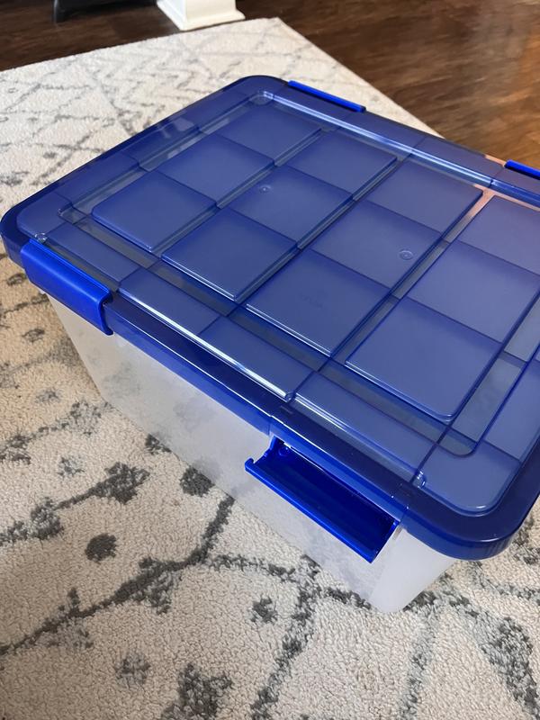 Iris 44 qt. Clear Plastic Storage Boxes with Lid in Blue