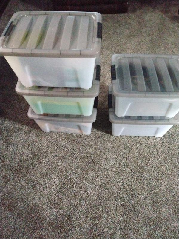 Iris 32 qt. Stack & Pull Clear Plastic Storage Box, Lid Gray (Pack of 5)