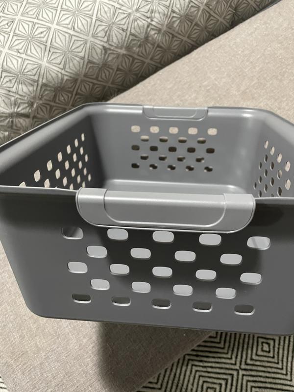 Iris 13.8 qt. Medium Organizer Storage Basket, Gray, Gray/Gray