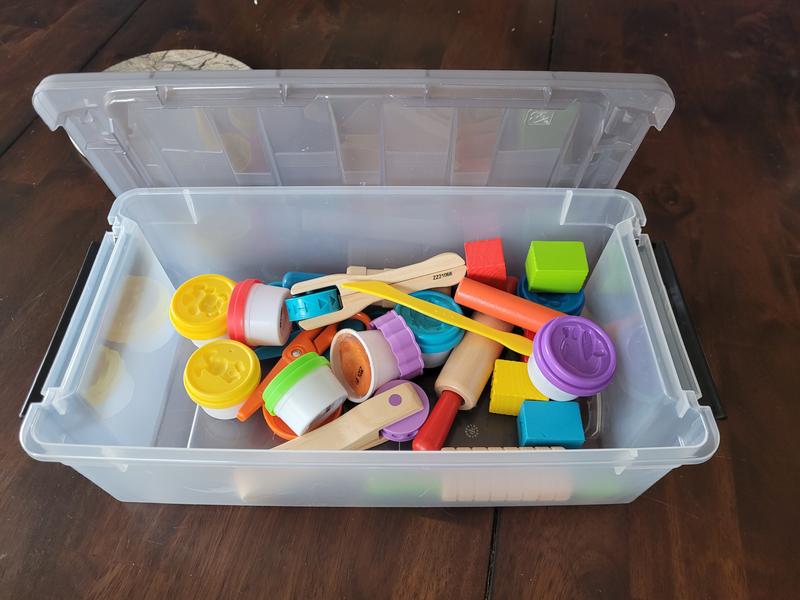 Storage container with toys