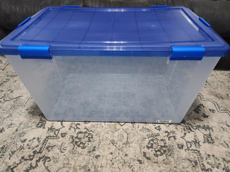 Iris 156 Quart Weatherpro Clear Plastic Storage Box in Blue